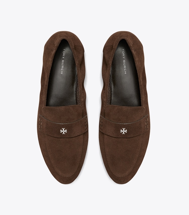 Tory Burch designer flats Ballet Loafer in DARK COCOA overhead