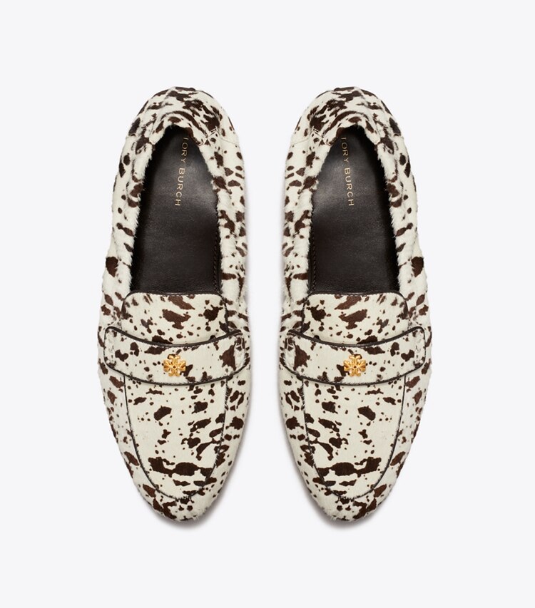 Tory Burch designer フラット バレエ ローファー in COW PRINT / COCO オーバーヘッド