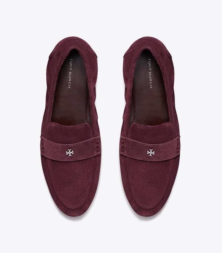 Tory Burch designer flats Ballet Loafer in PLUM overhead