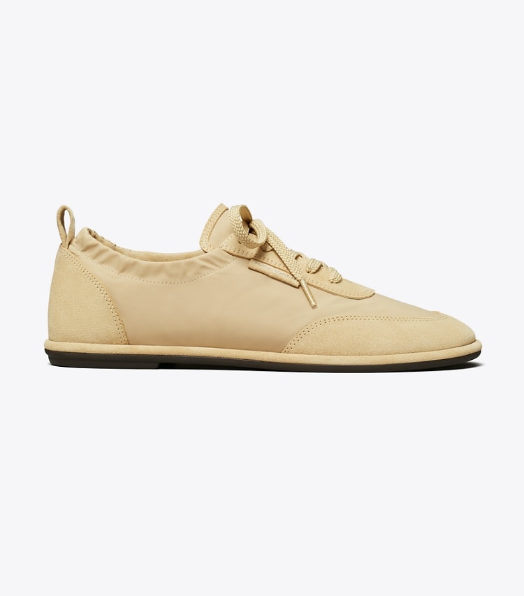 Tory Burch designer sneakers Ballet Sneaker in LIGHT DUNE / PRALINE side