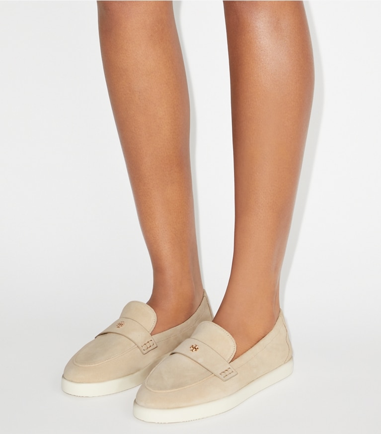 Tory Burch designer loafers Ballet Sport Loafer in SAND DUNE angle