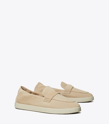 Tory Burch designer flats Ballet Sport Loafer in SAND DUNE angle