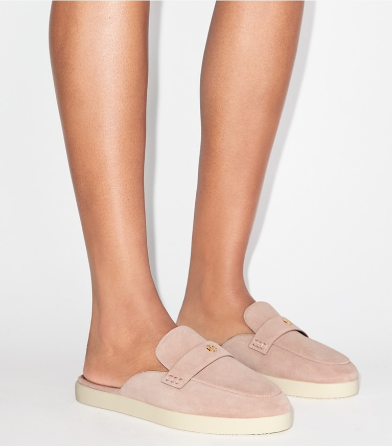 Tory Burch designer flats Ballet Sport Mule in MALVA accessory on model