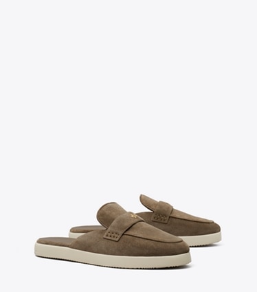 Tory Burch designer loafers Ballet Sport Pantolette in TOASTED SESAME angle