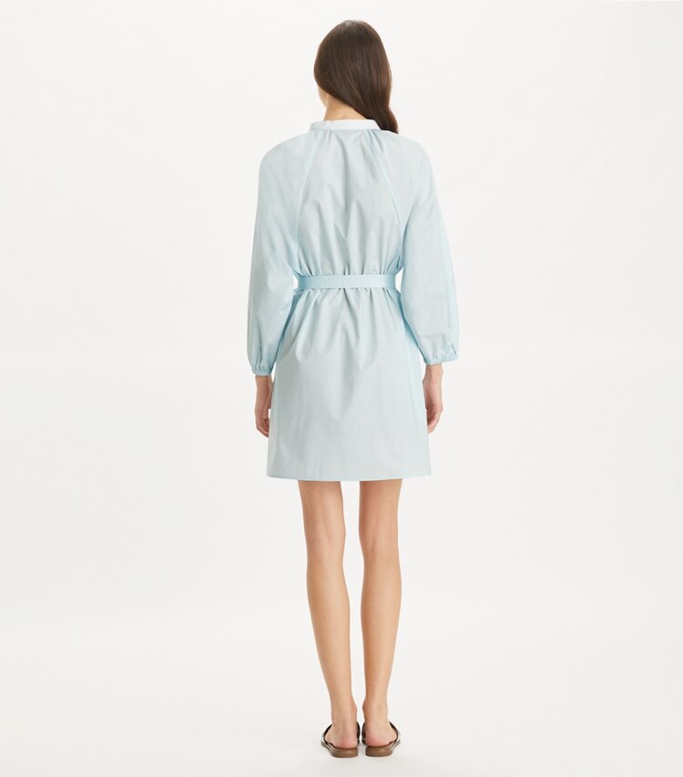 Tory Burch designer カバーアップ バルーンスリーブ コットン チュニックドレス in Sky Blue on model back