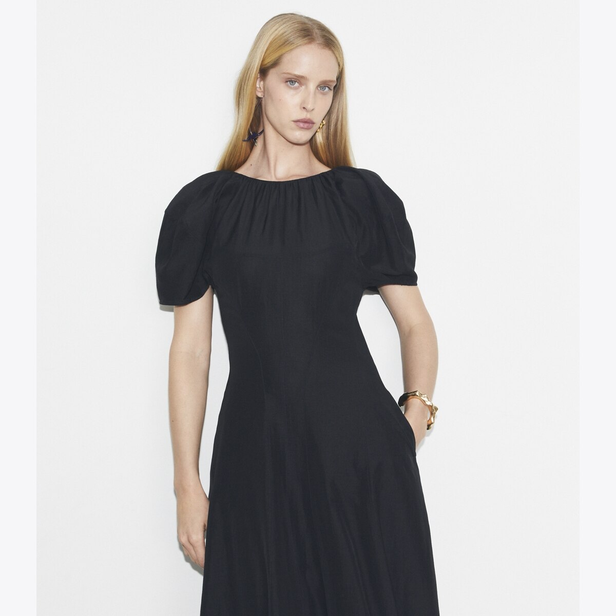 ワンピース Tory Burch DRESS (170760 001) Balloon Sleeve Linen Dress: Women's Designer Dresses | Tory