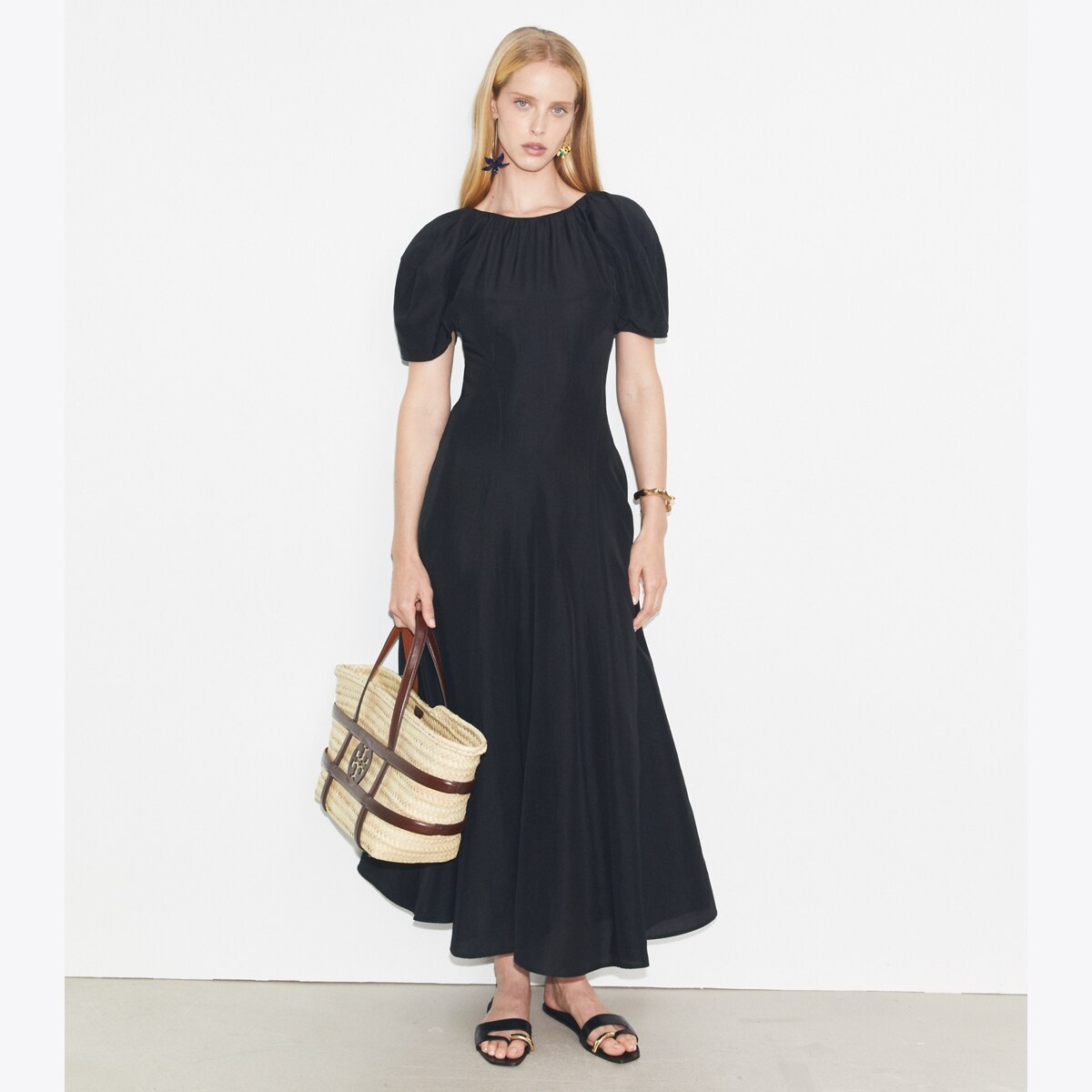 ワンピース Tory Burch DRESS (170760 001) Balloon Sleeve Linen Dress: Women's Designer Dresses | Tory