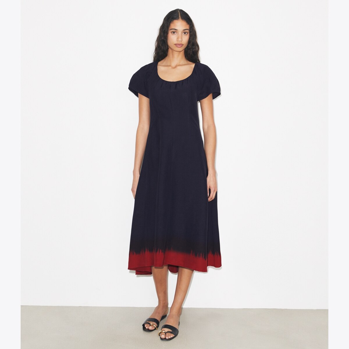 BALLOON SLEEVE VISCOSE DRESS - thumbnail 2