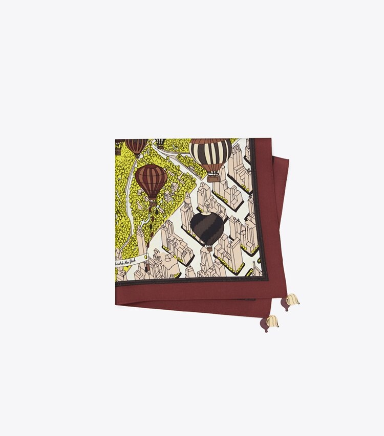 Tory Burch designer scarves Balloons In the Sky Silk Neckerchief in Chartreuse folded