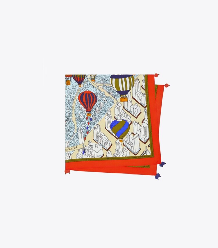 Tory Burch designer scarves Balloons In the Sky Silk Square Scarf in RED folded