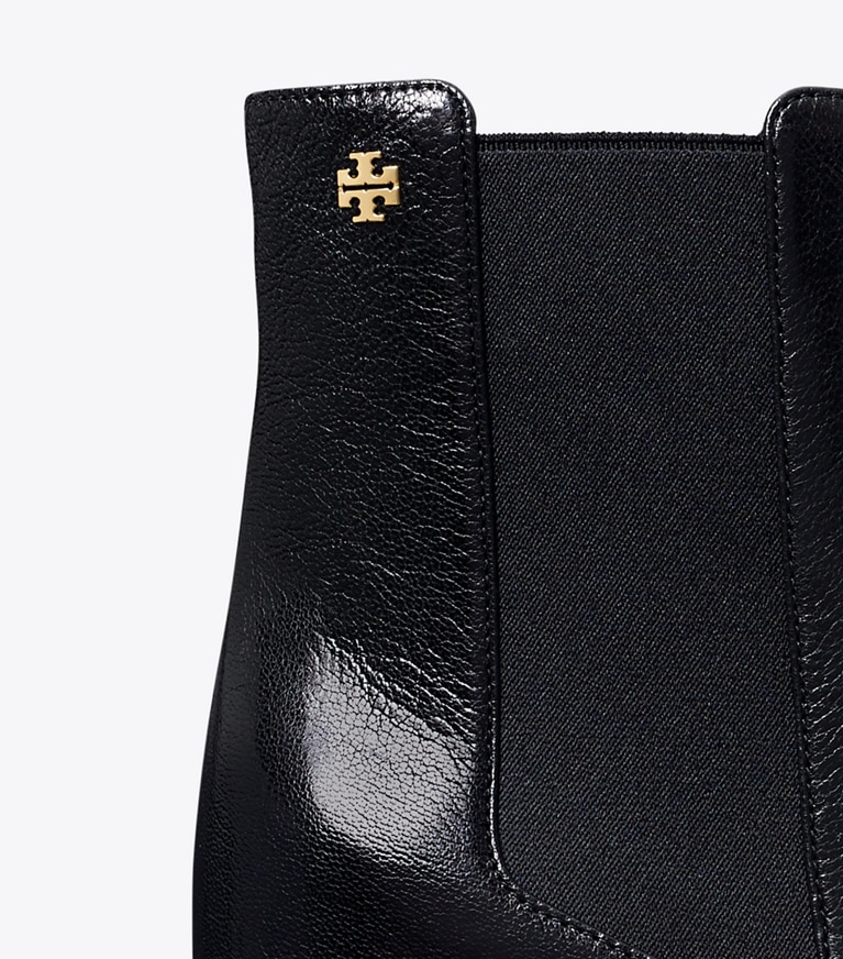 TORY BURCH Wyatt Mid Calf Black Leather Bootie Size 9 shops