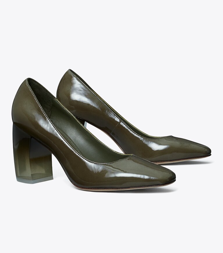 Tory Burch designer ヒール バナナ ヒール パンプス in MOSS SPONGY angle