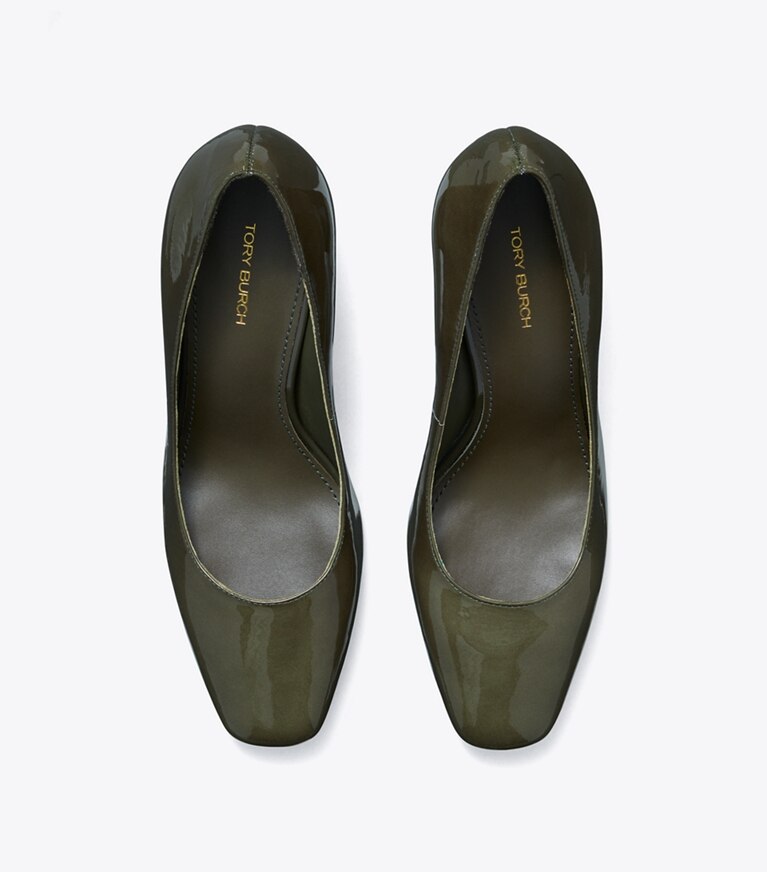 Tory Burch designer ヒール バナナ ヒール パンプス in MOSS SPONGY angle