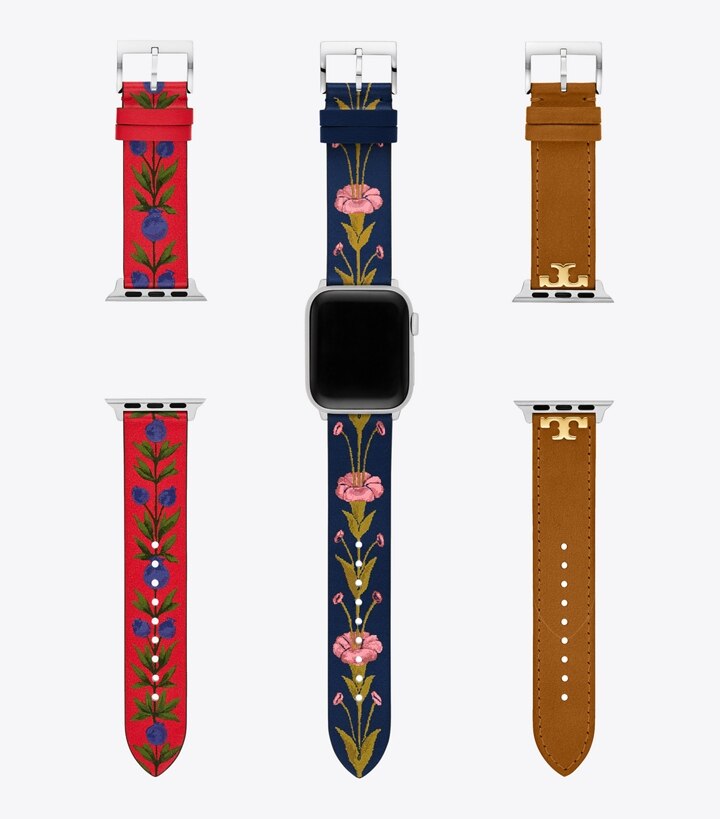 T Monogram Band for Apple Watch® Gift Set, Multi-Color Leather/Navy  Jacquard, 38 – 40MM : Women's Designer Watches Tory Track Smart Watches