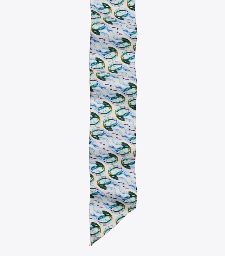 Tory Burch designer écharpes Bandeau Lucky Duck in Blue dessus