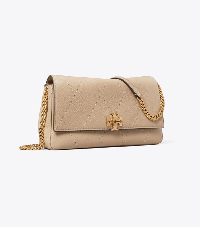 Tory Burch diseñador bolsos bandolera Bandolera acolchado con cadena Charlie en Soft Cement ángulo
