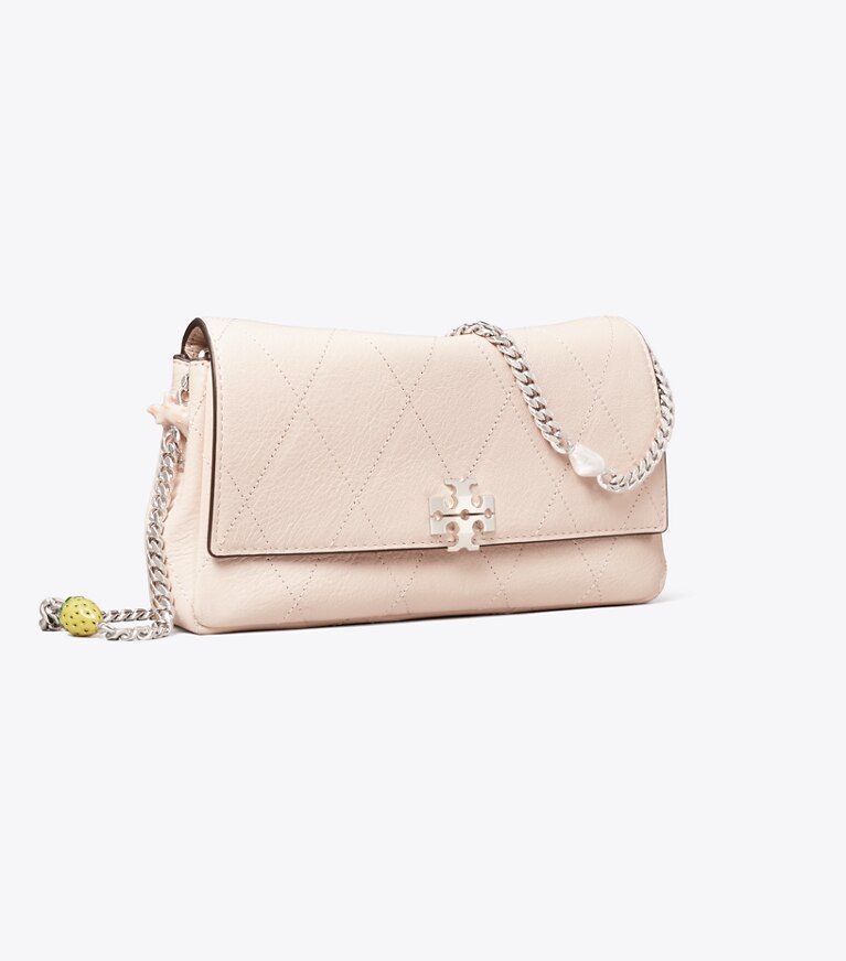 Tory Burch diseñador bolsos bandolera Bandolera acolchado con cadena Charlie en Soft Pink / Charms ángulo