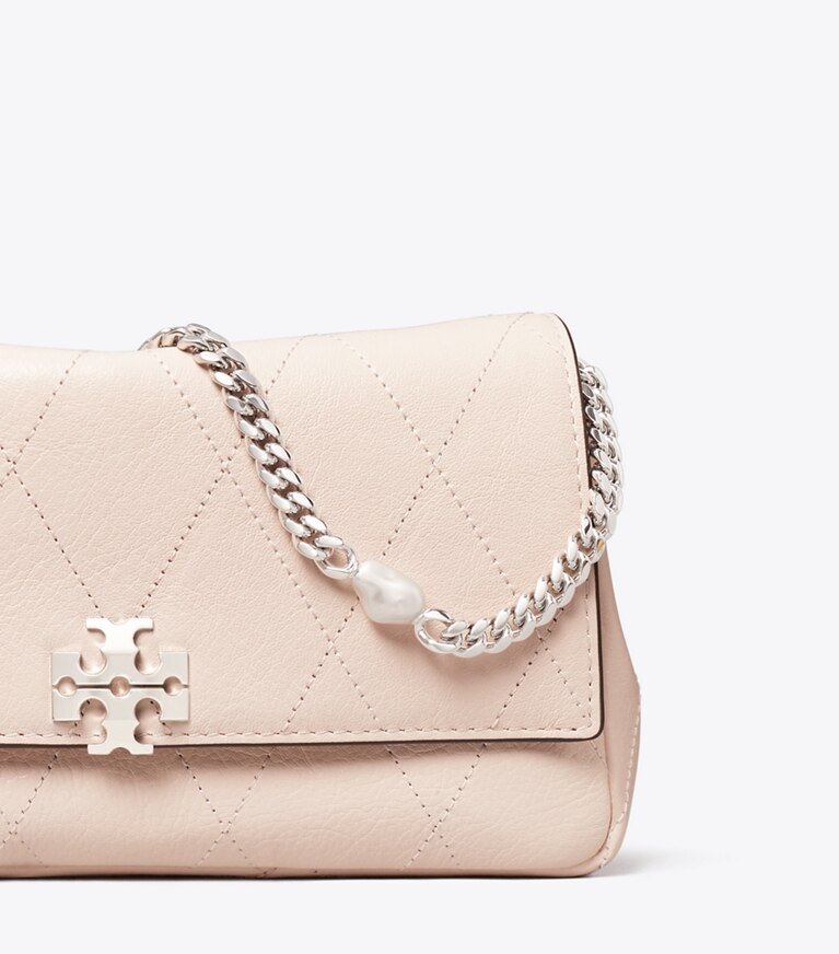 Tory Burch diseñador bolsos bandolera Bandolera acolchado con cadena Charlie en Soft Pink / Charms detalle
