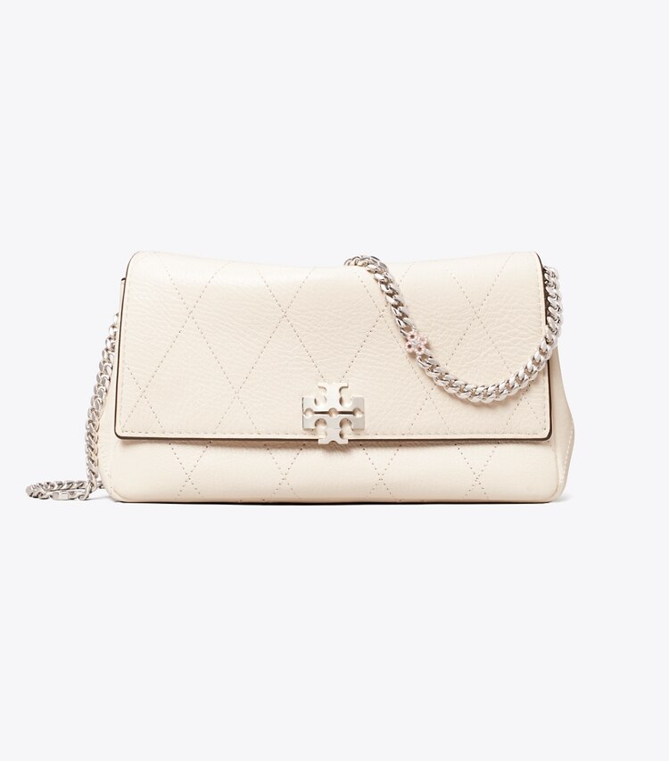 Tory Burch diseñador bolsos bandolera Bandolera acolchado con cadena Charlie en Light Cream / Charms frente