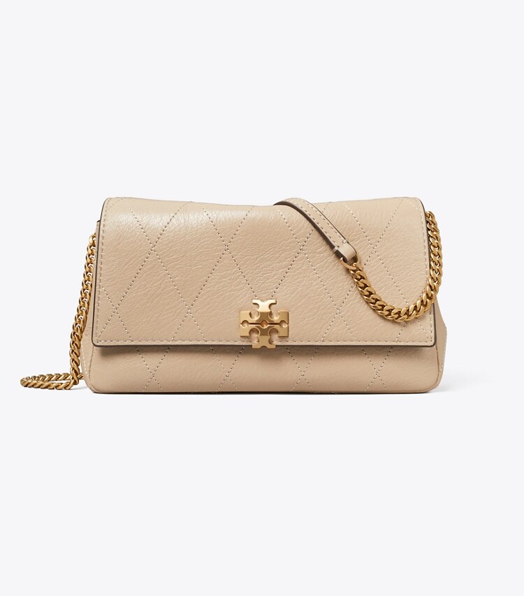 Tory Burch diseñador bolsos bandolera Bandolera acolchado con cadena Charlie en Soft Cement frente