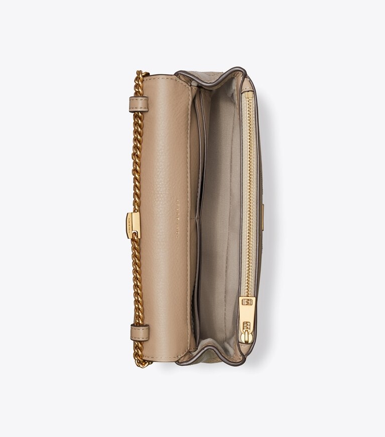 Tory Burch diseñador bolsos bandolera Bandolera acolchado con cadena Charlie en Soft Cement vista superior