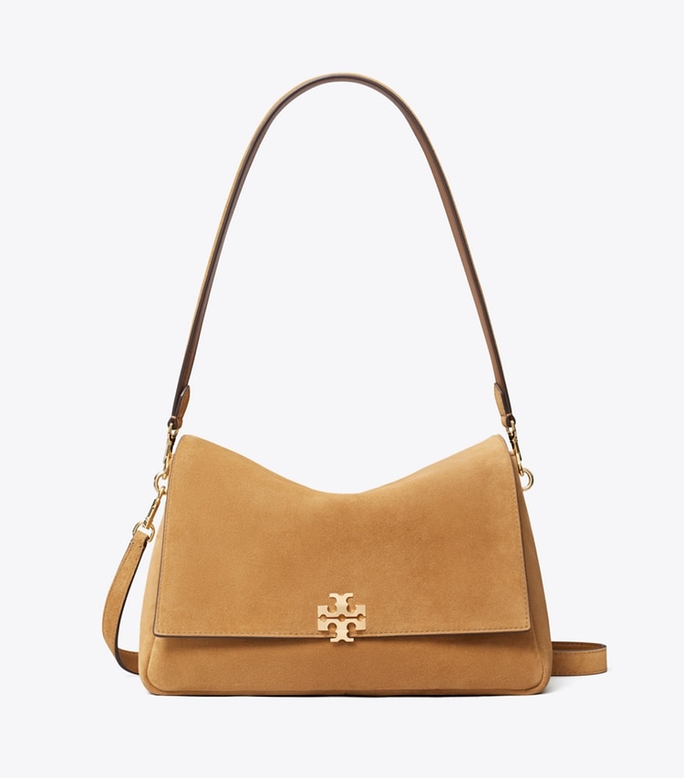 Tory Burch diseñador bolsos de hombro Bandolera Charlie de ante en Toffee frontal