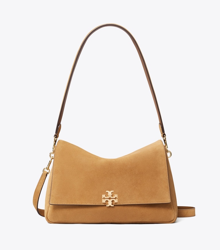 Tory Burch diseñador bolsos de hombro Bandolera Charlie de ante en Toffee frontal