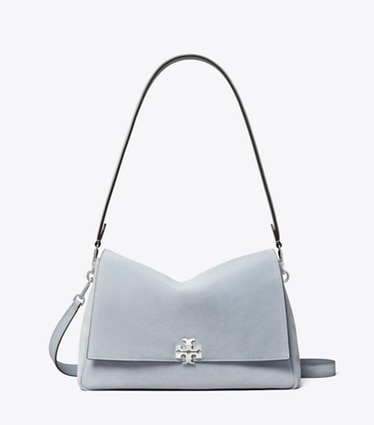Tory Burch diseñador bolsos de hombro Bandolera Charlie de ante en Vapor Blue frontal