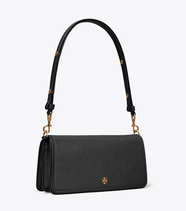 Tory Burch diseñador bolsos bandolera Bandolera convertible de piel en Black ángulo