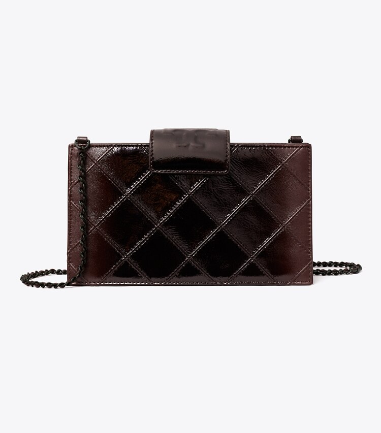 Tory Burch diseñador bolsos bandolera Bandolera de charol Mini Fleming en Deep Burgundy frente