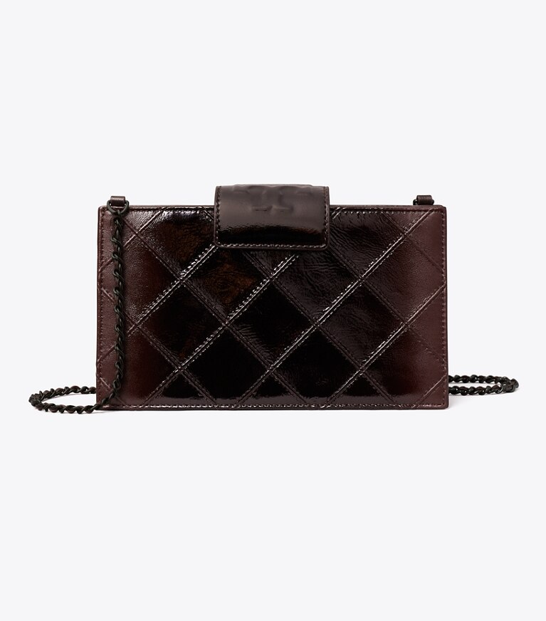 Tory Burch diseñador bolsos bandolera Bandolera de charol Mini Fleming en Deep Burgundy frente