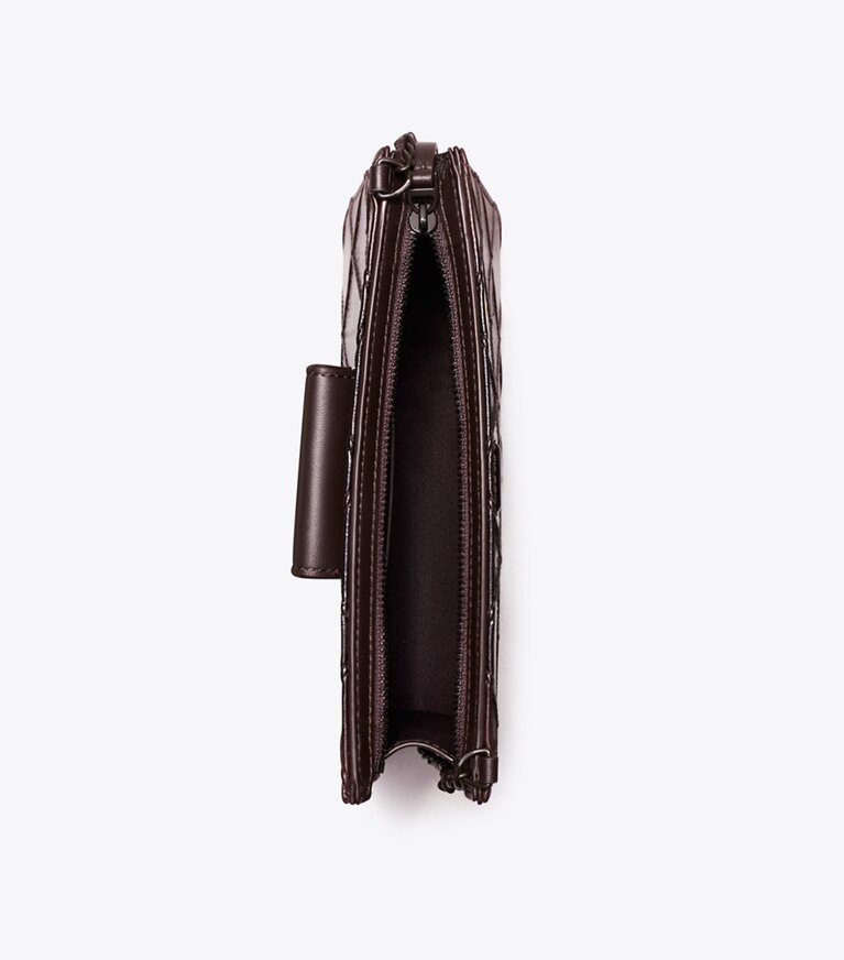Tory Burch diseñador bolsos bandolera Bandolera de charol Mini Fleming en Deep Burgundy vista superior