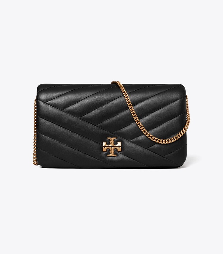 Tory Burch diseñador bolsos bandolera Bandolera de chevrón Kira en Black frontal