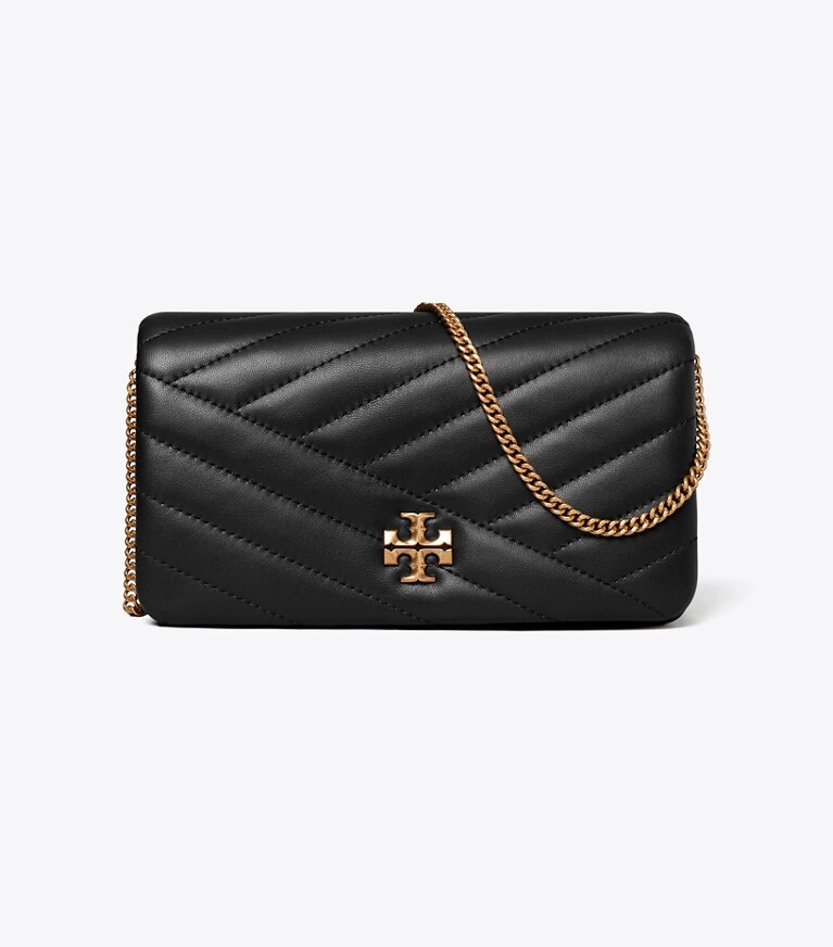 Tory Burch diseñador bolsos bandolera Bandolera de chevrón Kira en Black frontal