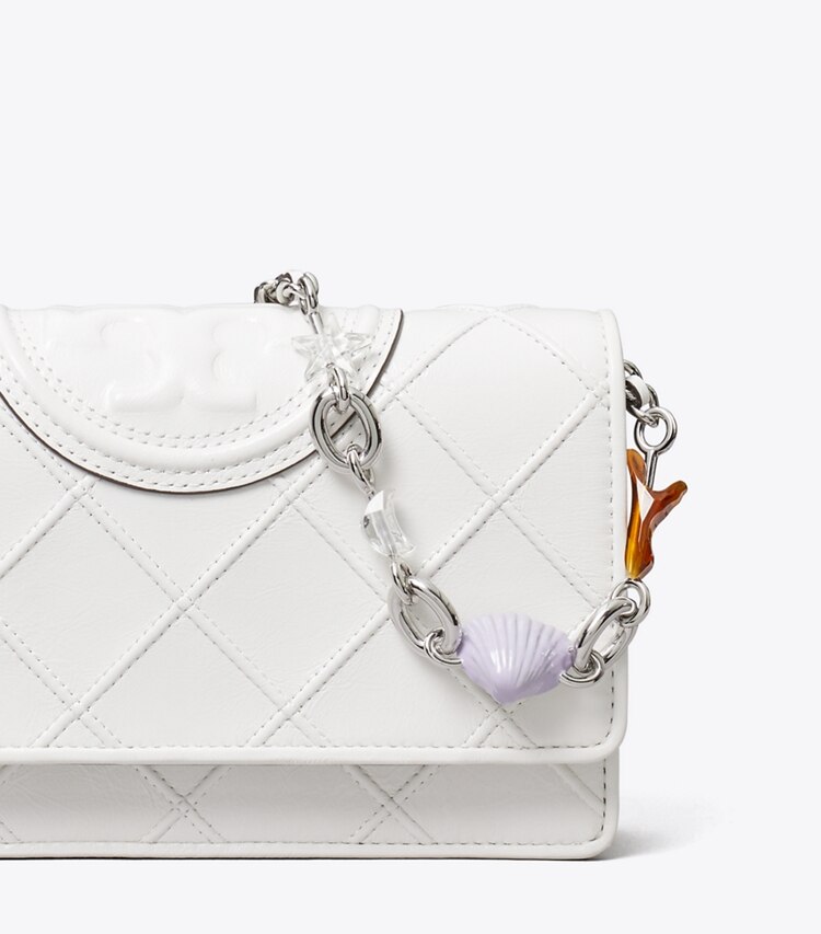 Tory Burch diseñador bolsos bandolera Bandolera Fleming con cadena y dije en Cirrus Cloud detalle