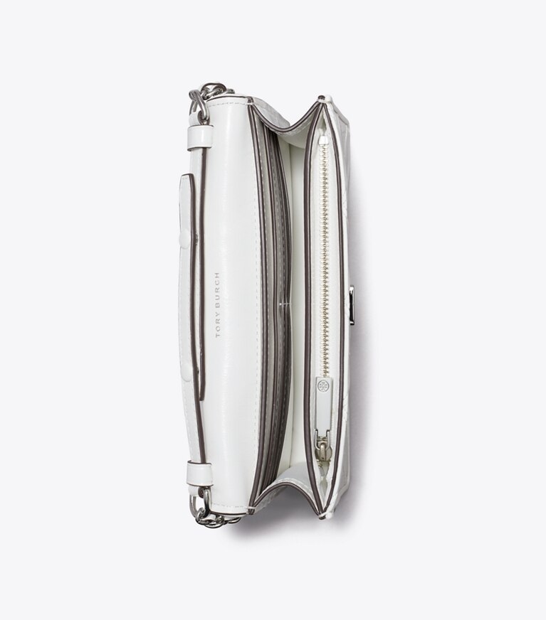 Tory Burch diseñador bolsos bandolera Bandolera Fleming con cadena y dije en Cirrus Cloud vista superior