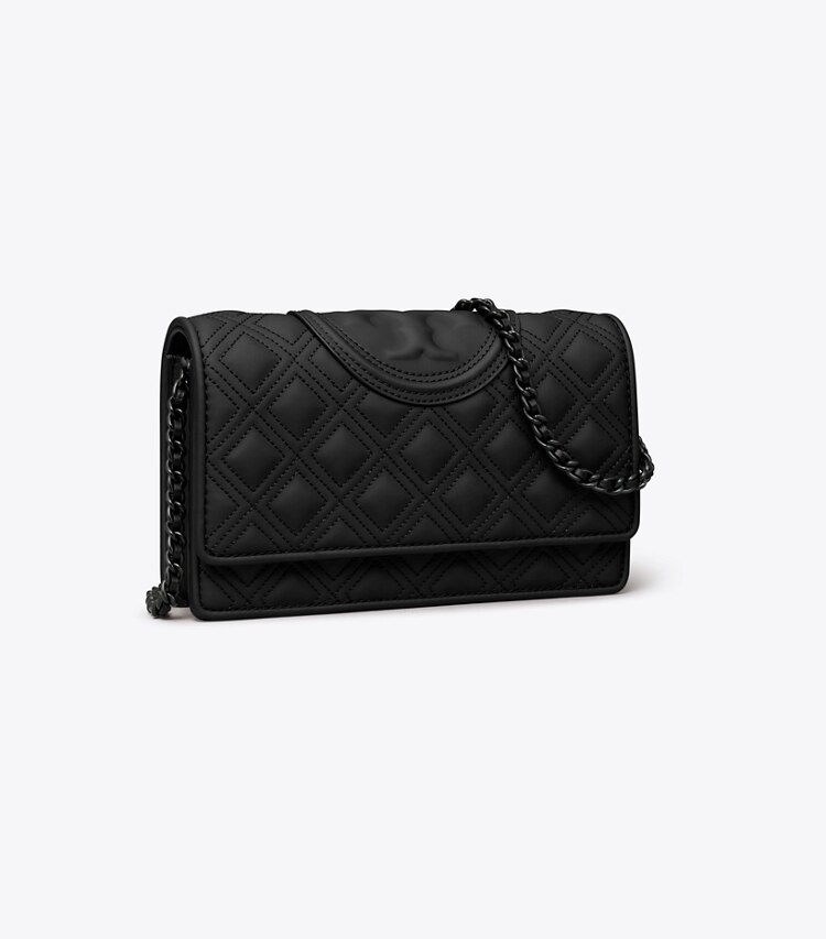 Tory Burch diseñador bolsos bandolera Bandolera mate Fleming en Black ángulo