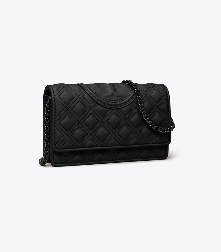 Tory Burch diseñador bolsos bandolera Bandolera mate Fleming en Black ángulo