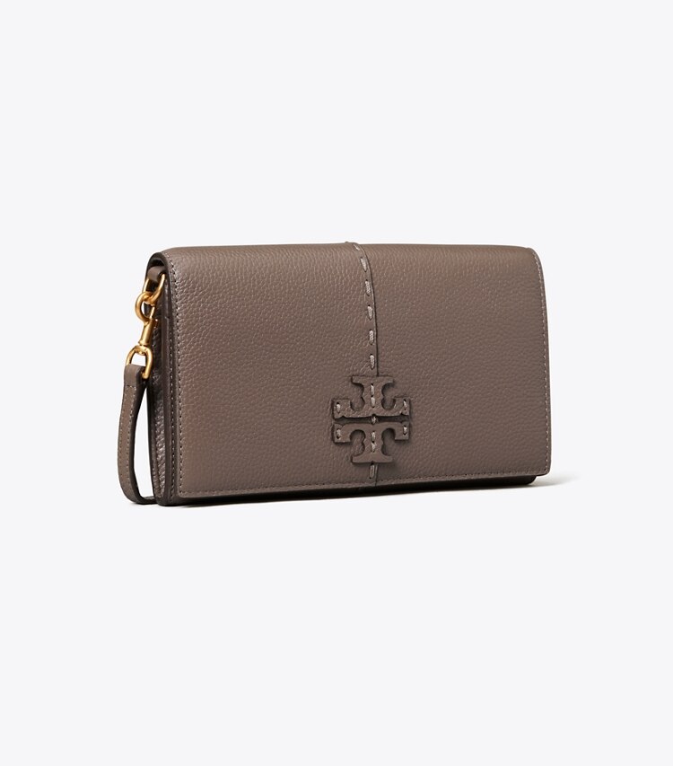 Tory Burch diseñador bolsos bandolera Bandolera McGraw Wallet en Silver Maple ángulo