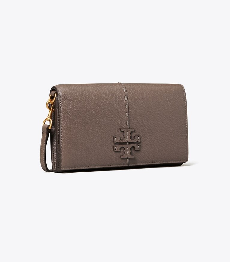 Tory Burch diseñador bolsos bandolera Bandolera McGraw Wallet en Silver Maple ángulo