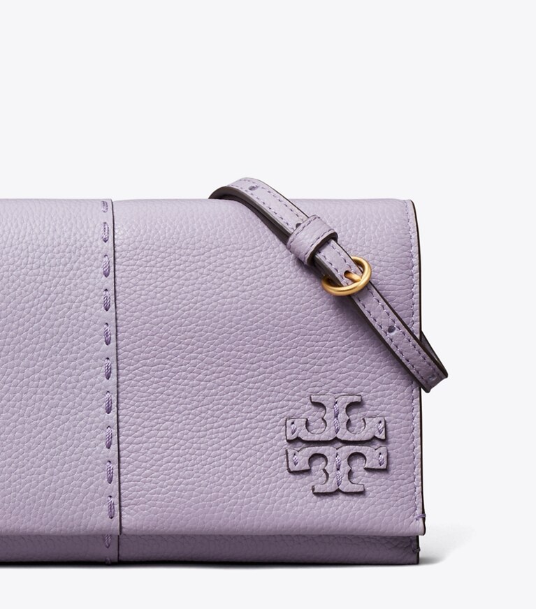Tory Burch diseñador bolsos bandolera Bandolera McGraw Wallet en Thistle detalle