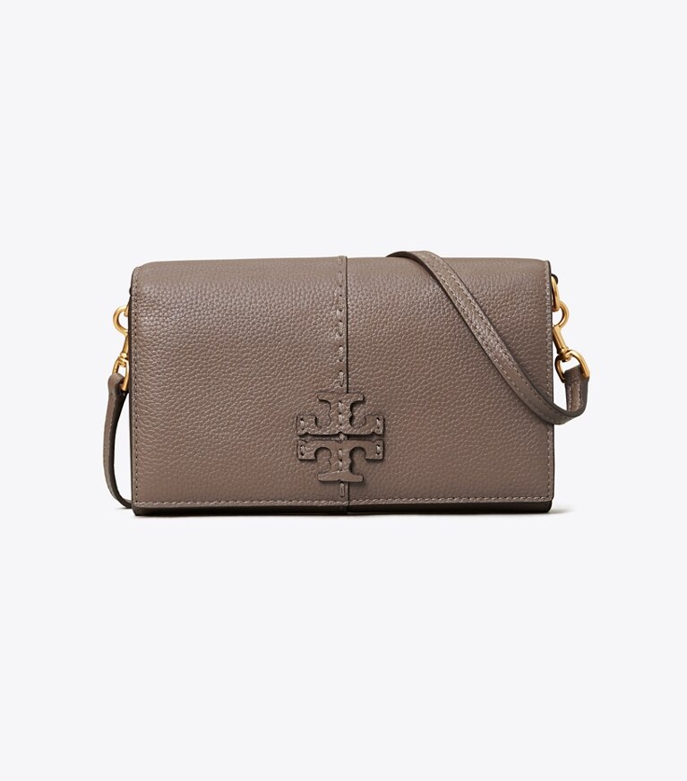Tory Burch diseñador bolsos bandolera Bandolera McGraw Wallet en Silver Maple frontal