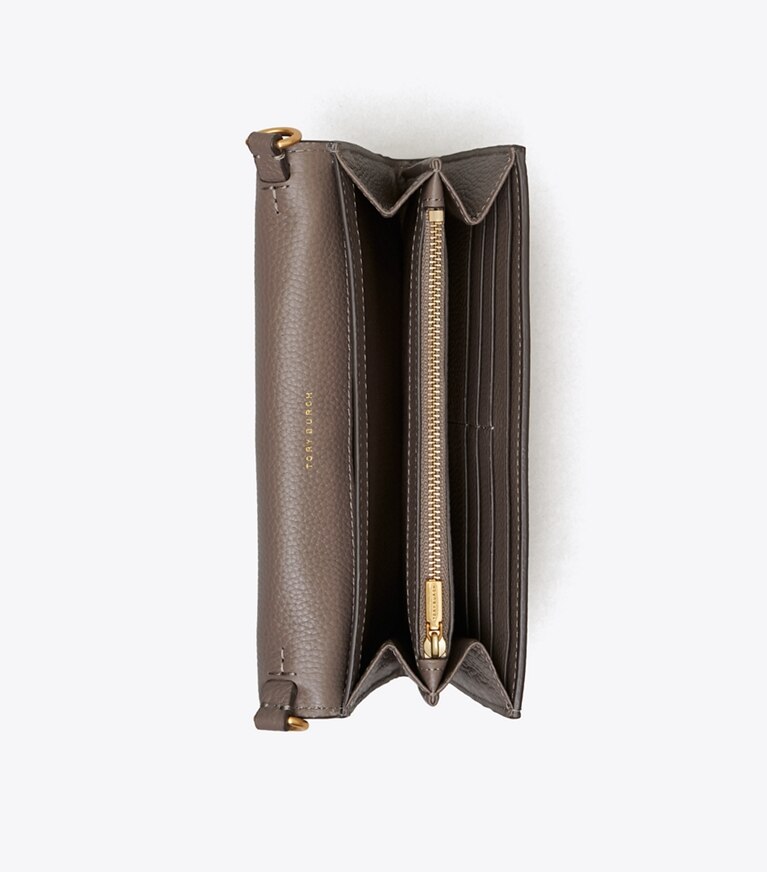 Tory Burch diseñador bolsos bandolera Bandolera McGraw Wallet en Silver Maple desde arriba