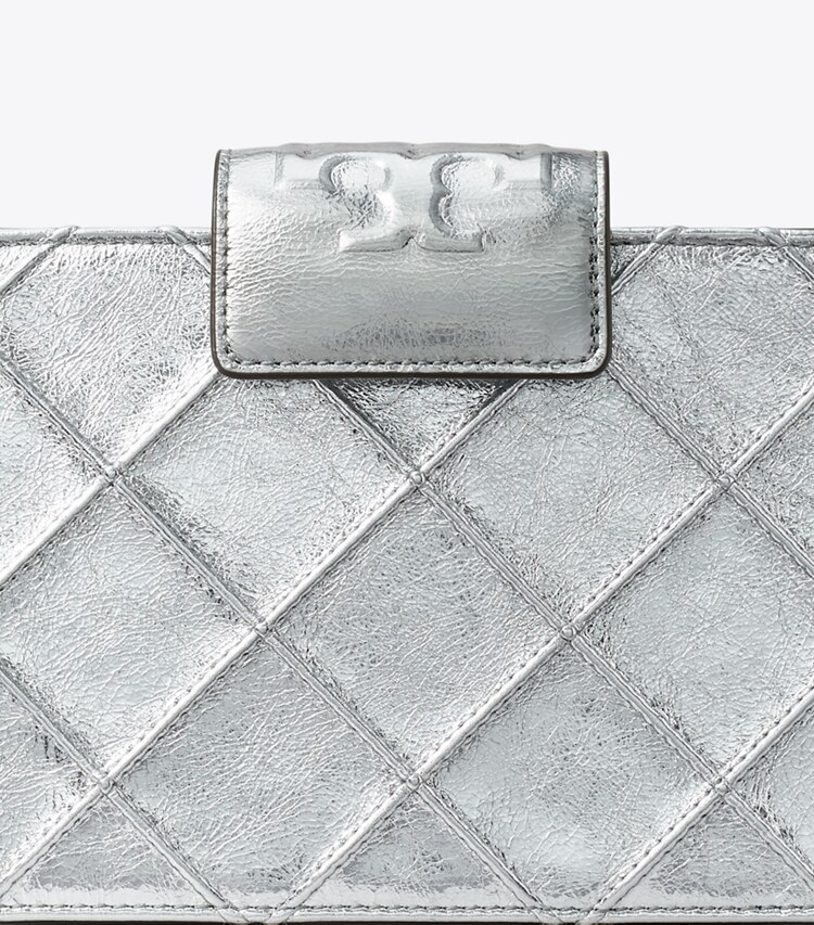 Tory Burch diseñador bolsos bandolera Bandolera metálica Mini Fleming en Silver detalle