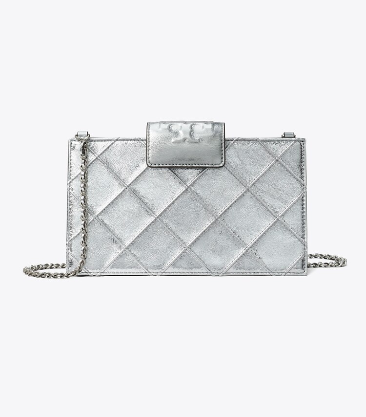 Tory Burch diseñador bolsos bandolera Bandolera metálica Mini Fleming en Silver frente