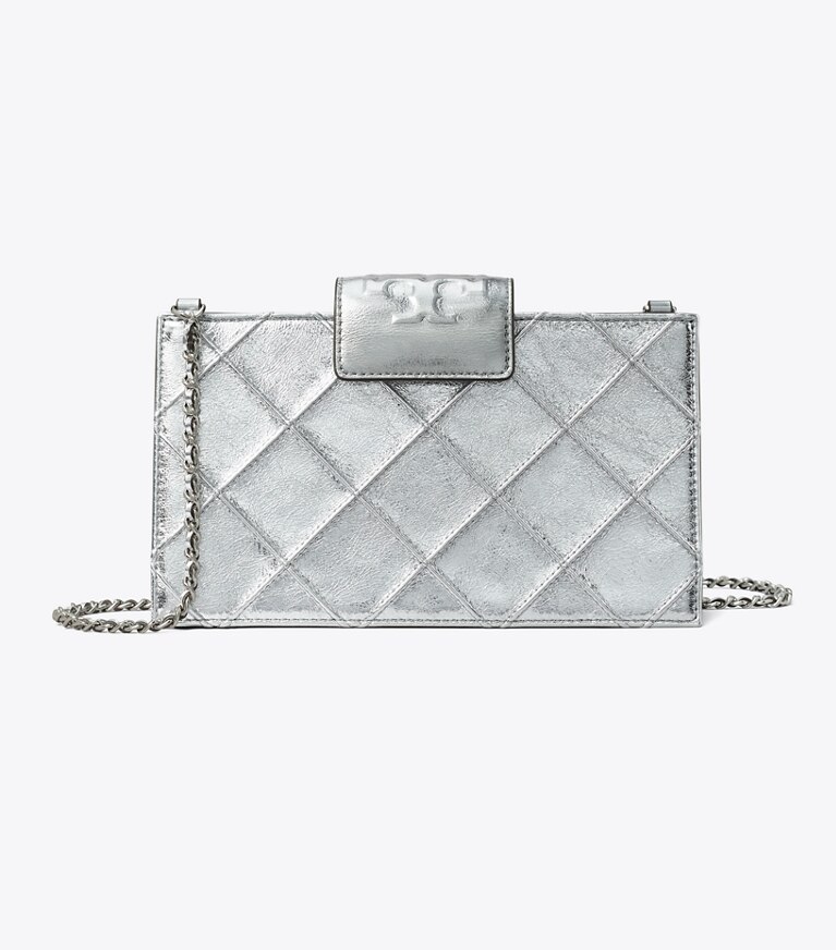 Tory Burch diseñador bolsos bandolera Bandolera metálica Mini Fleming en Silver frente