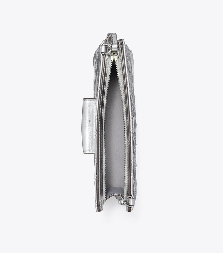 Tory Burch diseñador bolsos bandolera Bandolera metálica Mini Fleming en Silver vista superior
