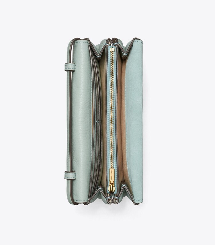 Tory Burch diseñador bolsos bandolera Bandolera Miller Wallet en Blue Celadon desde arriba