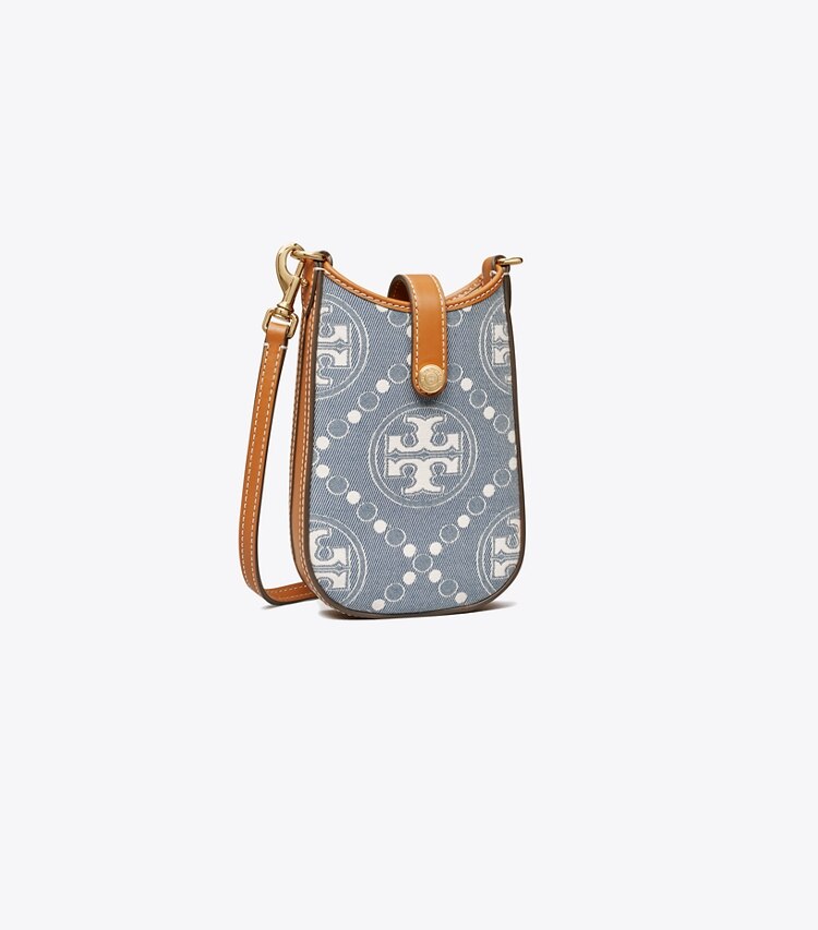 Tory Burch diseñador minibolsos Bandolera para teléfono de mezclilla con monograma en T en Multi ángulo