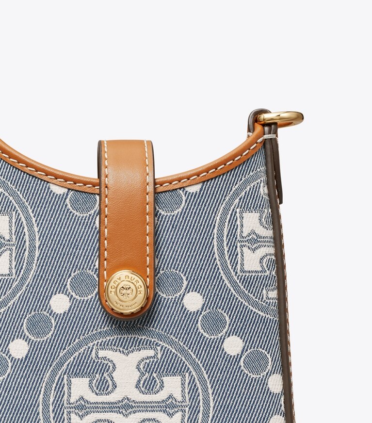 Tory Burch diseñador minibolsos Bandolera para teléfono de mezclilla con monograma en T en Multi detalle
